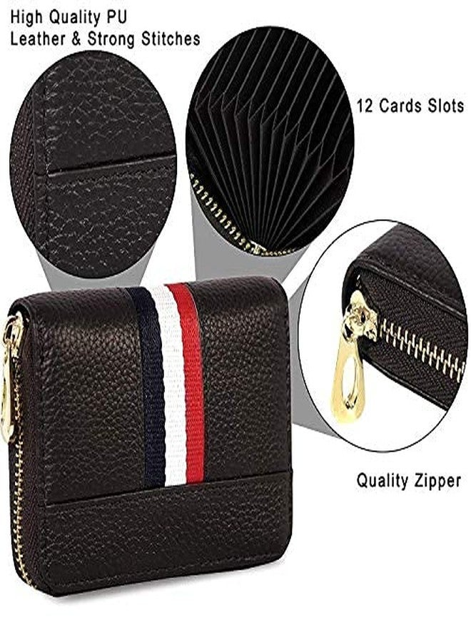 rts New Imported Stylish 12 Slot PU Leather Credit/Debit/ATM/Visiting/Business Zipper Card Holder Case Wallet for Unisex/Men & Women RFID Blocking Protected with Money Coin Purse Festive Valentines - Image 4